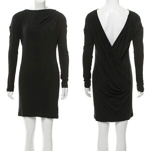 NEW Edun Designer Black Low V Back Jersey Dress Small Minimalist